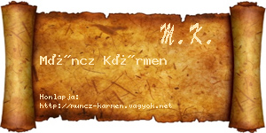 Müncz Kármen névjegykártya